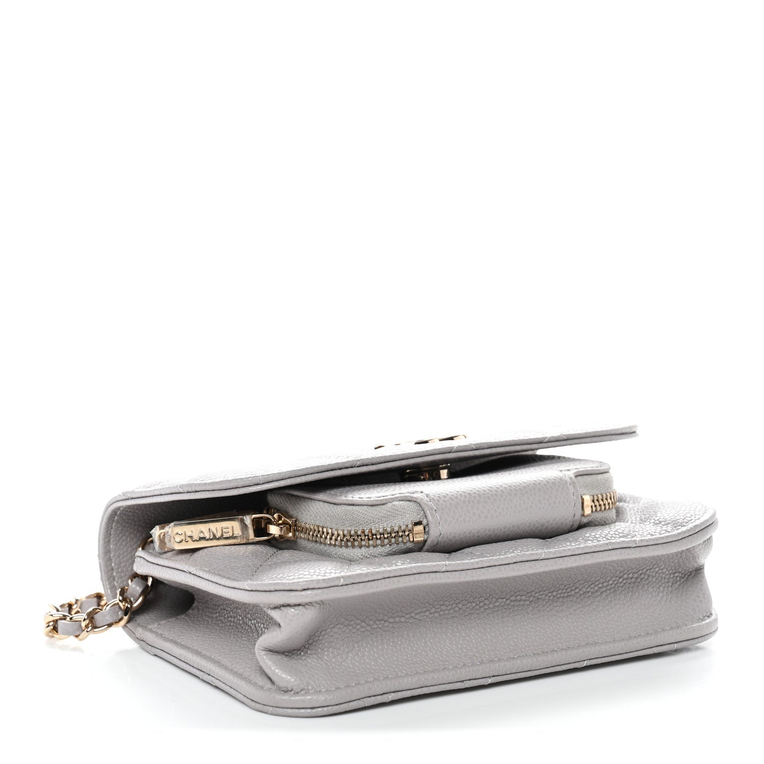 Caviar Quilted Mini Business Affinity Flap Grey