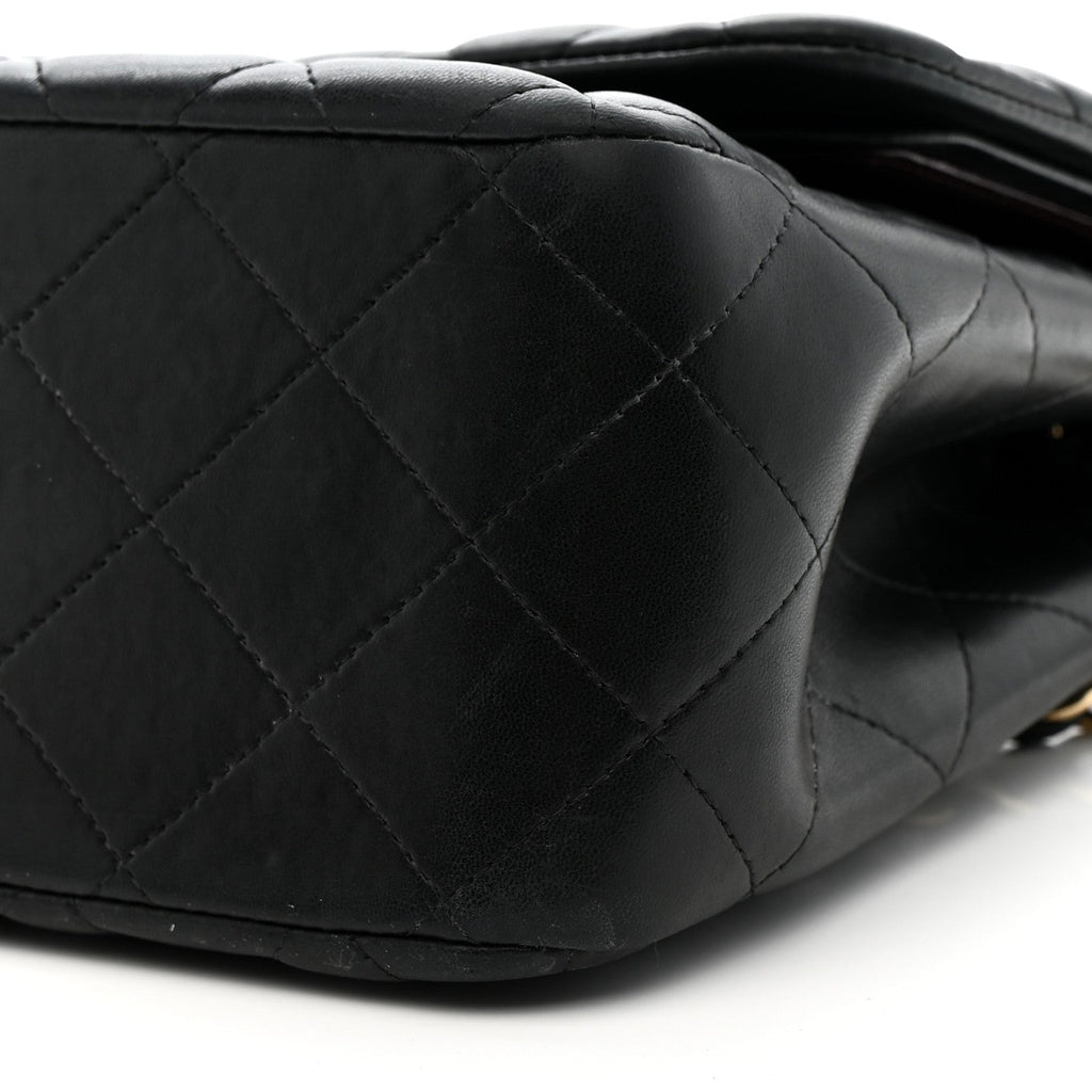 Lambskin Quilted Jumbo Double Flap Black