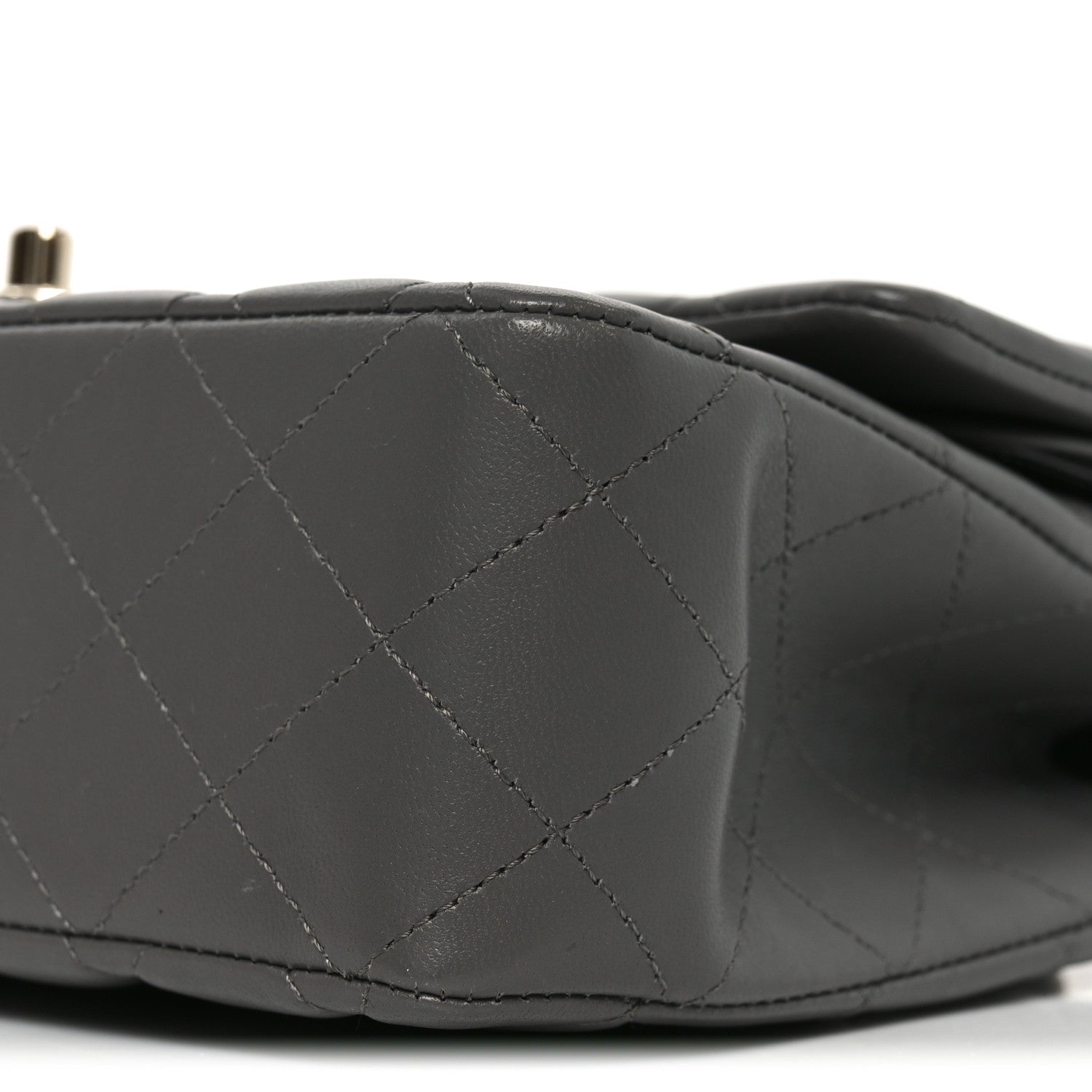 Lambskin Quilted Medium Double Flap Grey