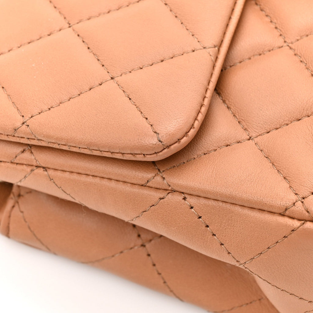 Lambskin Quilted Mini Rectangular Flap Brown