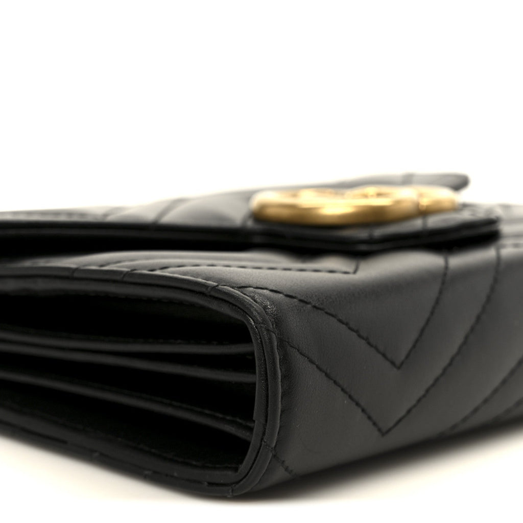 Calfskin Matelasse GG Marmont Chain Wallet Black