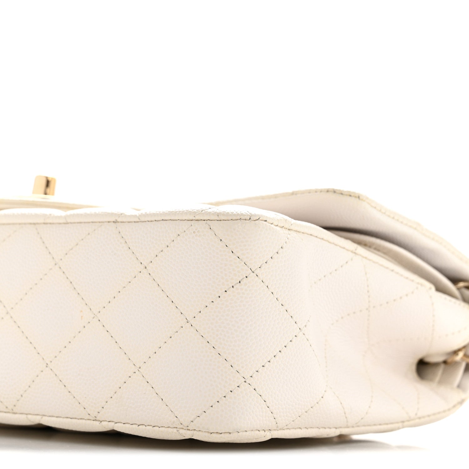 Caviar Quilted Medium Double Flap White