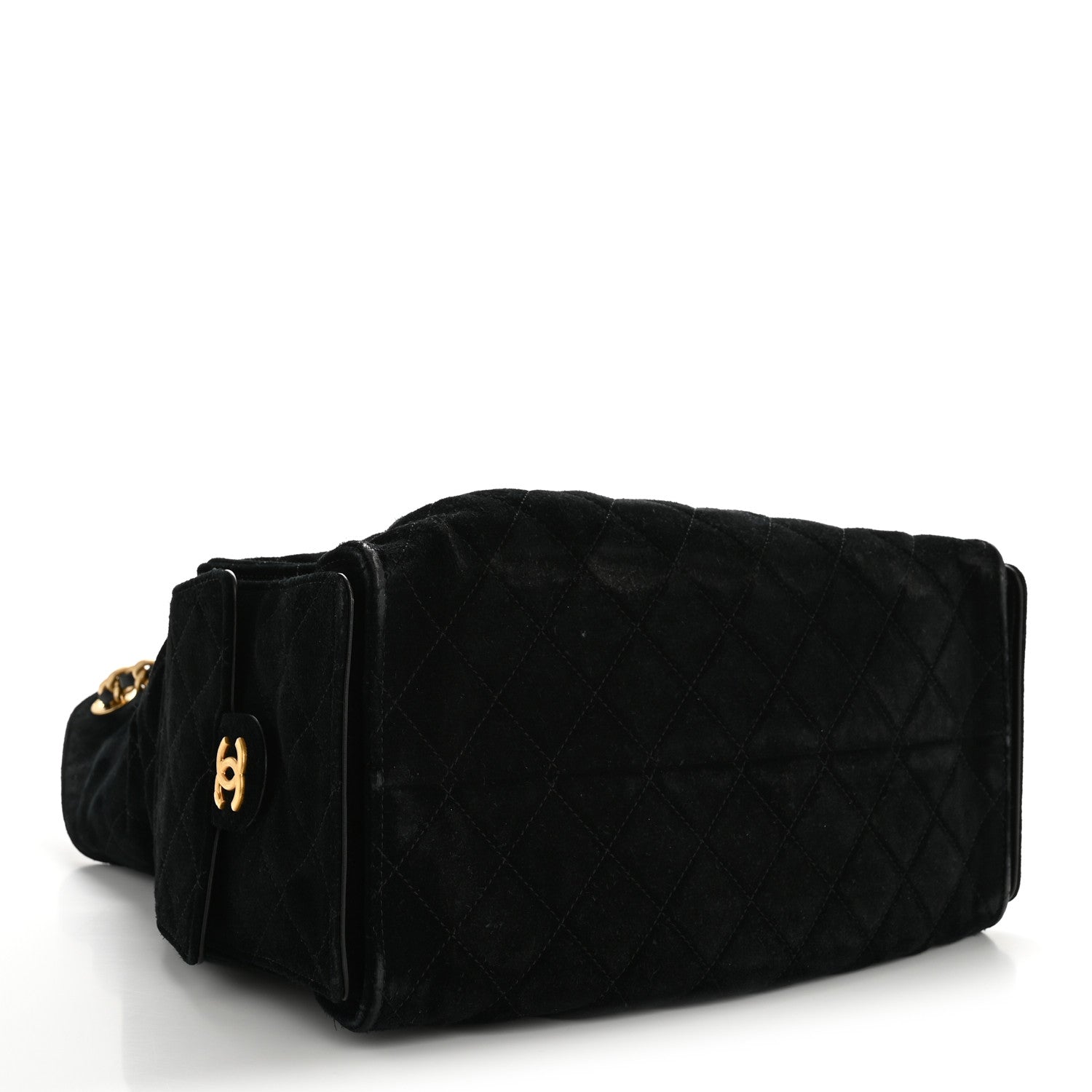 Suede Quilted Medium Chanel 25 Handbag Black