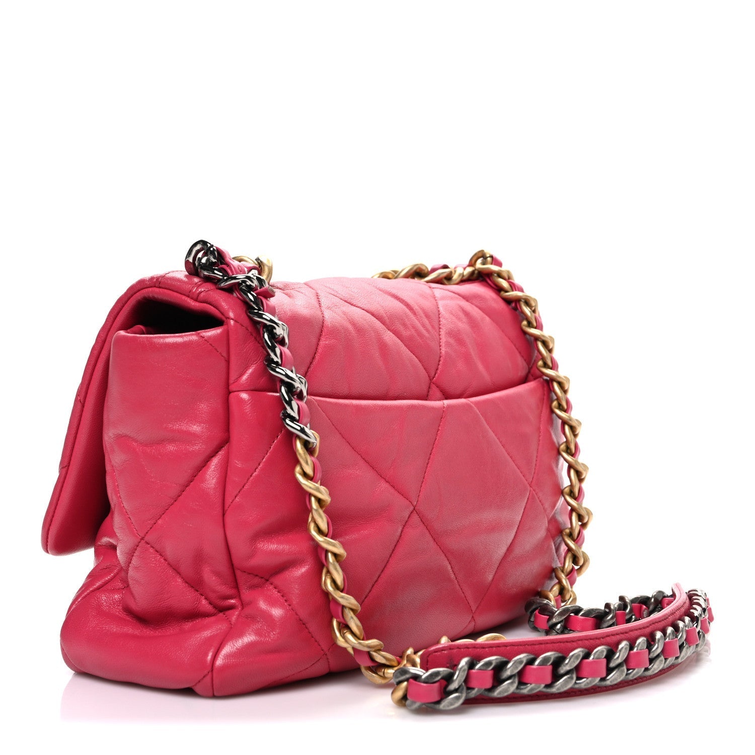 Goatskin Quilted Large Chanel 19 Flap Pink