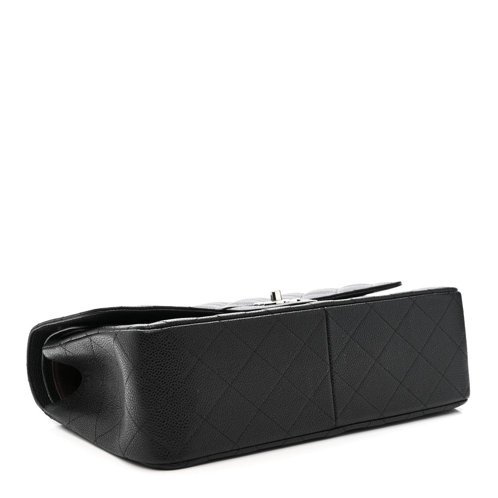 Caviar Quilted Jumbo Double Flap Black