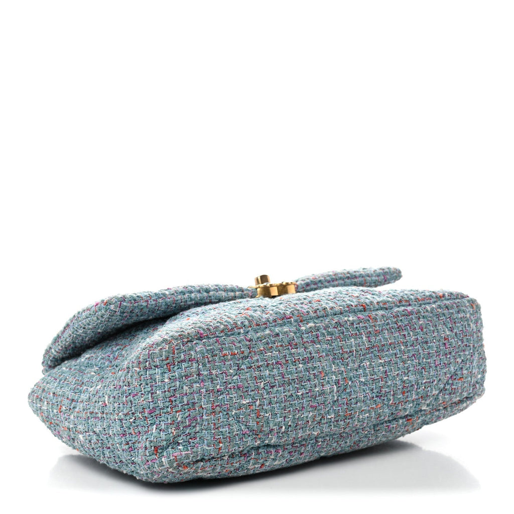 Tweed Quilted Large Chanel 19 Flap Blue Multicolor