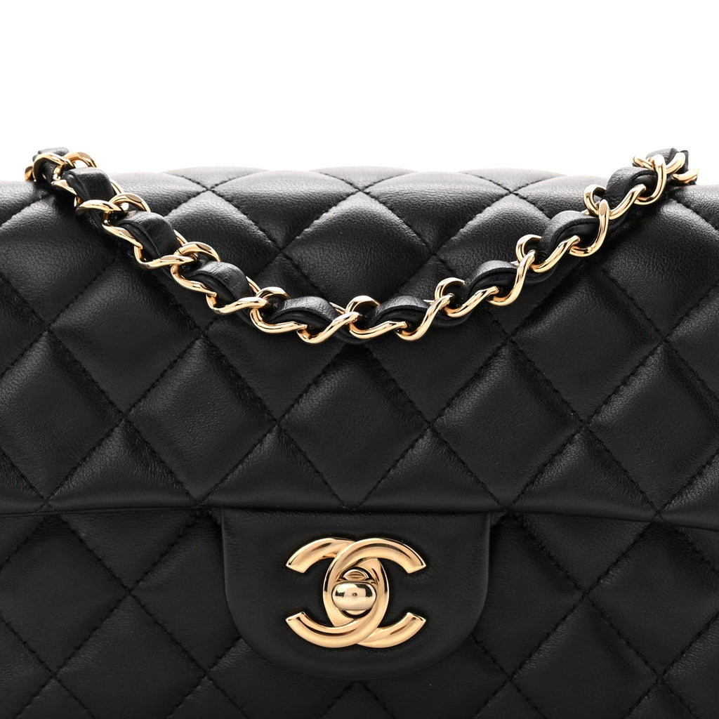 Lambskin Quilted Mini Rectangular Flap Black