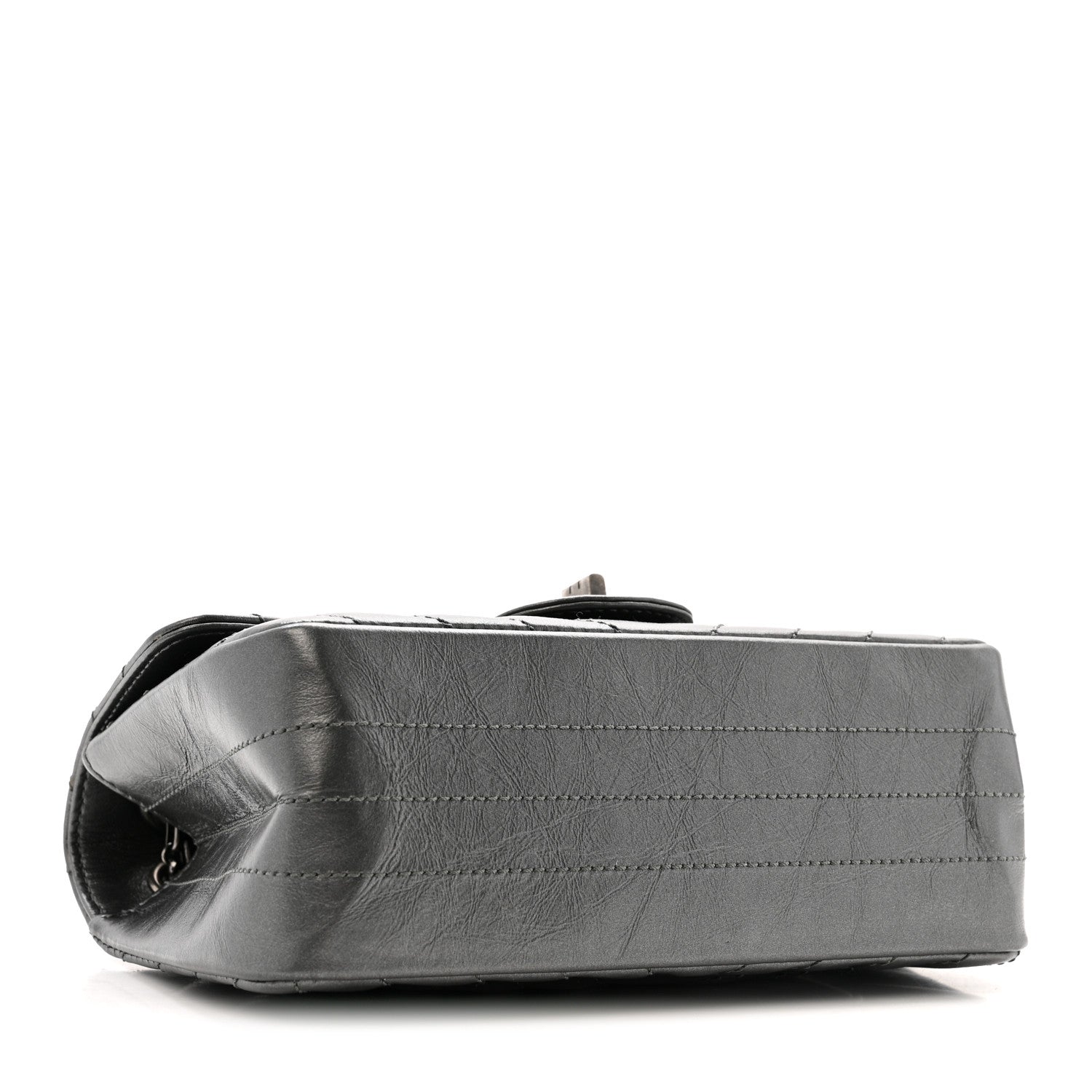 Metallic Aged Calfskin Chevron Quilted 2.55 Reissue Mini Flap Grey