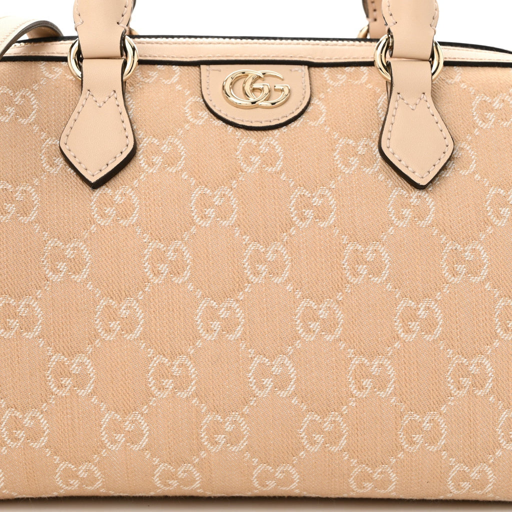 Summer Denim Calfskin GG Monogram Small Ophidia Top Handle Bag Souffle Rose
