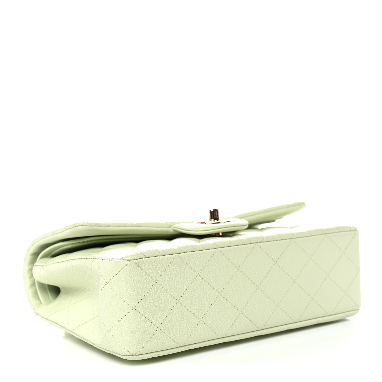 Caviar Quilted Small Double Flap Light Green