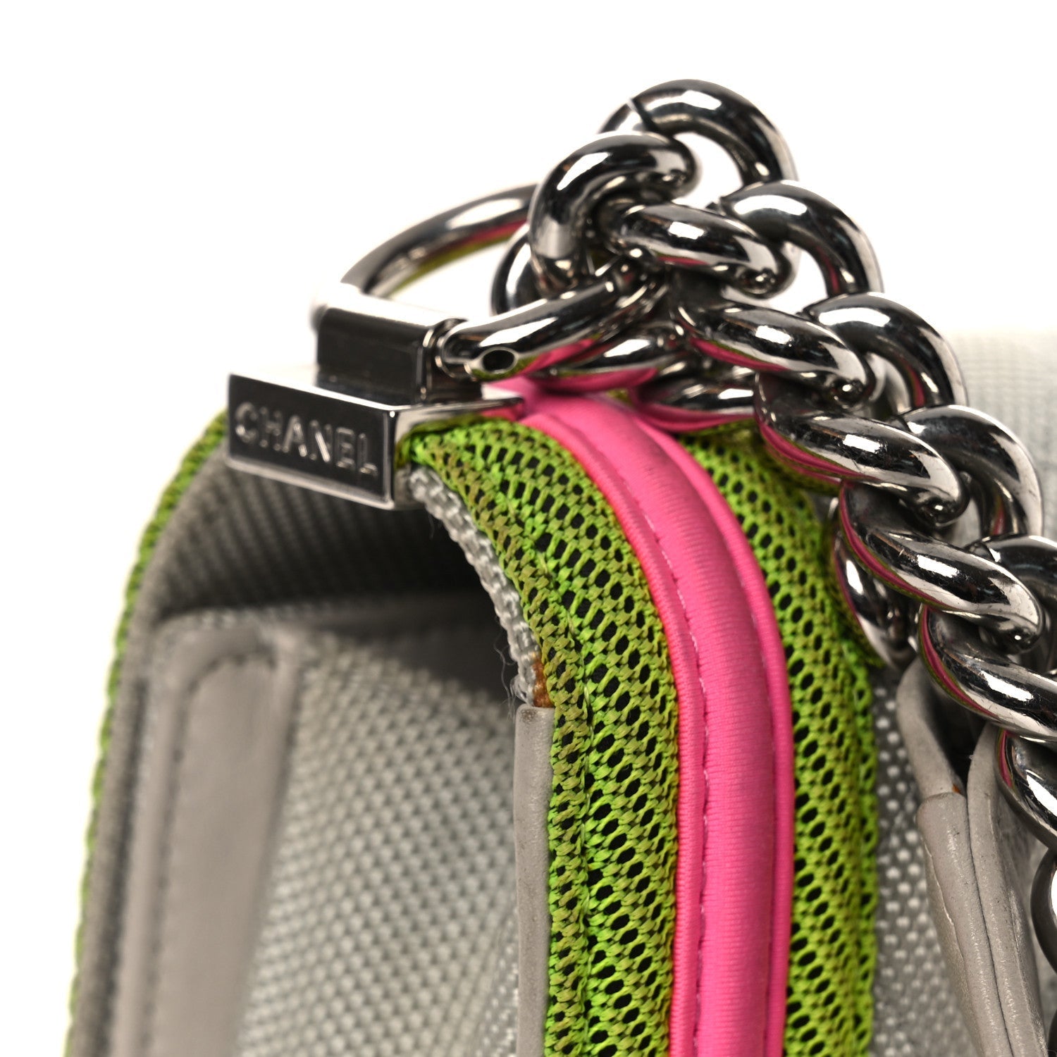 Canvas Quilted Medium Fluo Boy Flap Dark Grey Fuchsia Green