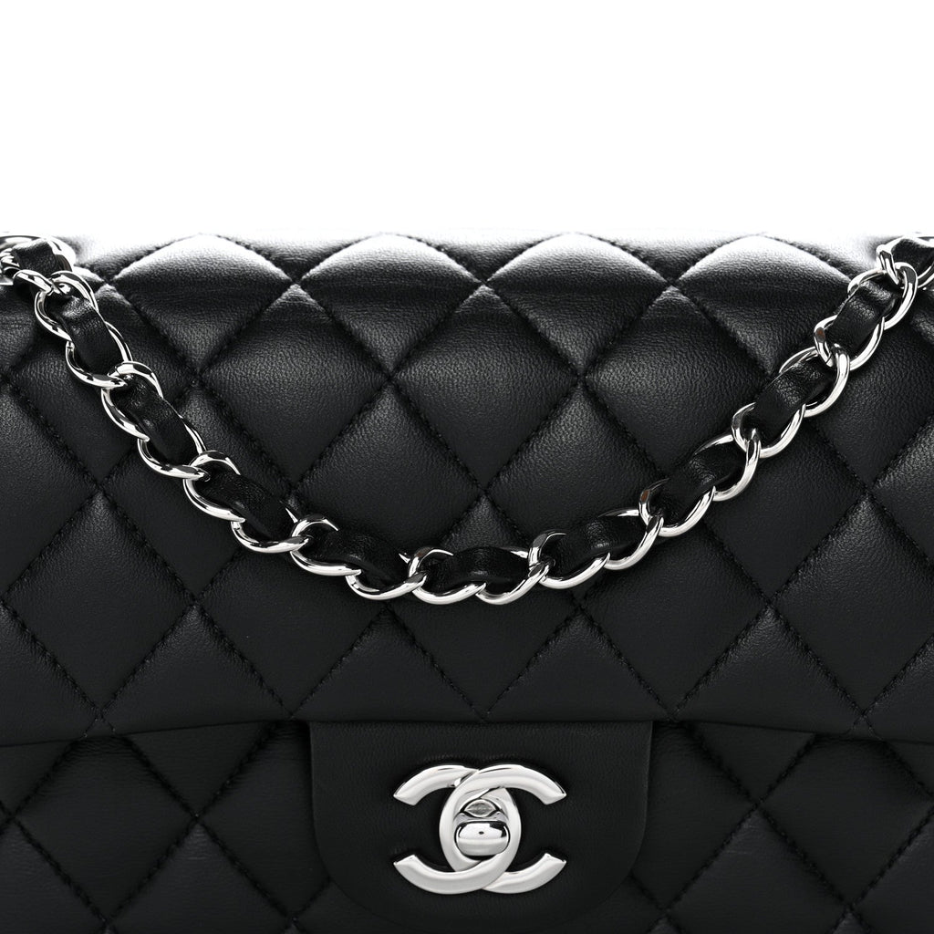 Lambskin Quilted Small Double Flap Black