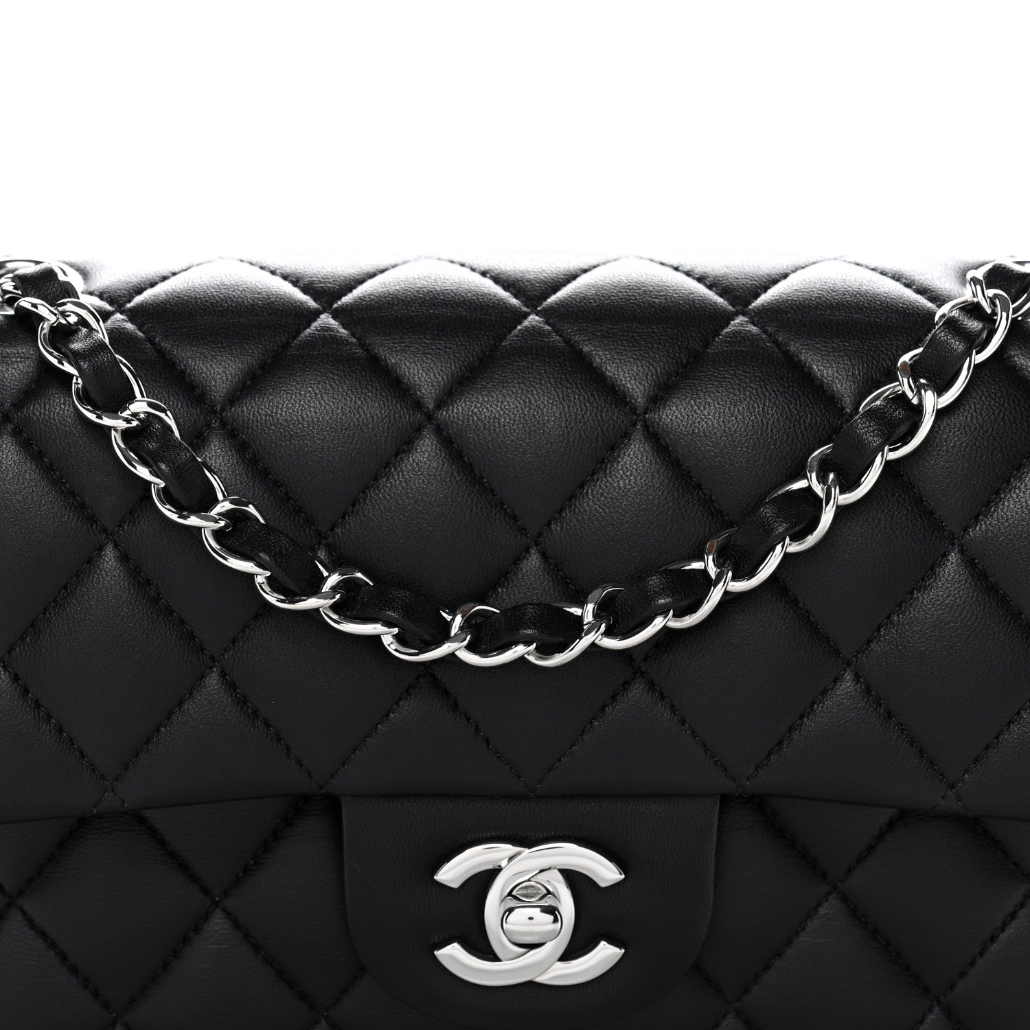 Lambskin Quilted Small Double Flap Black