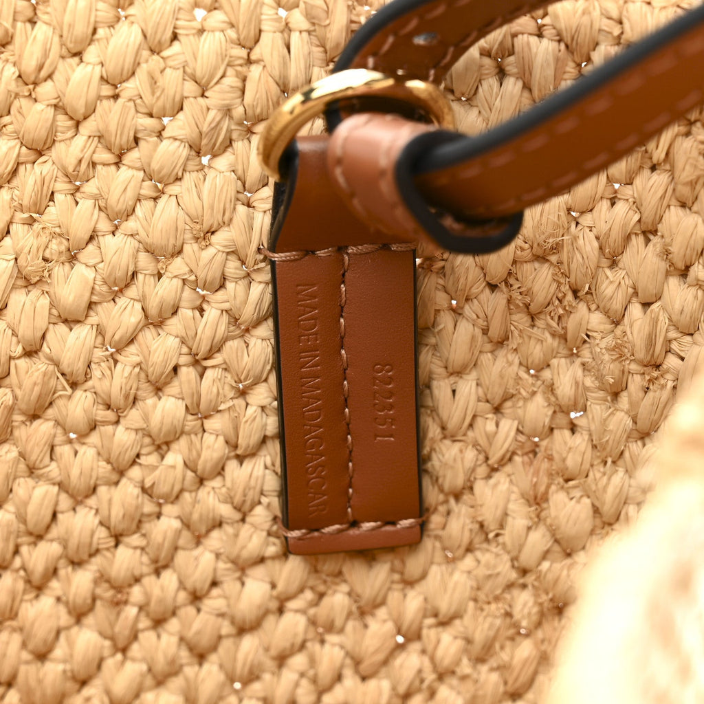 X PAULA'S IBIZA Raffia Font Tote Natural Tan