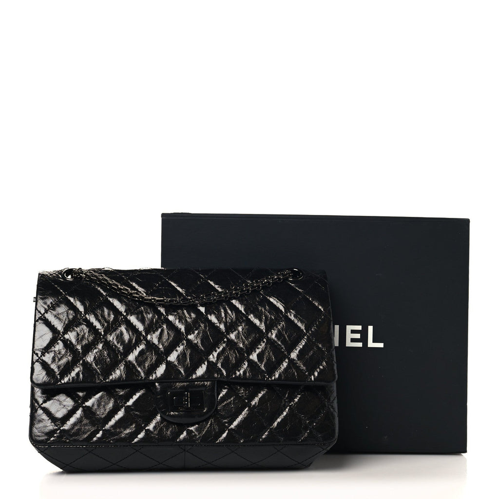 Glazed Calfskin Quilted 2.55 Reissue 226 Flap So Black