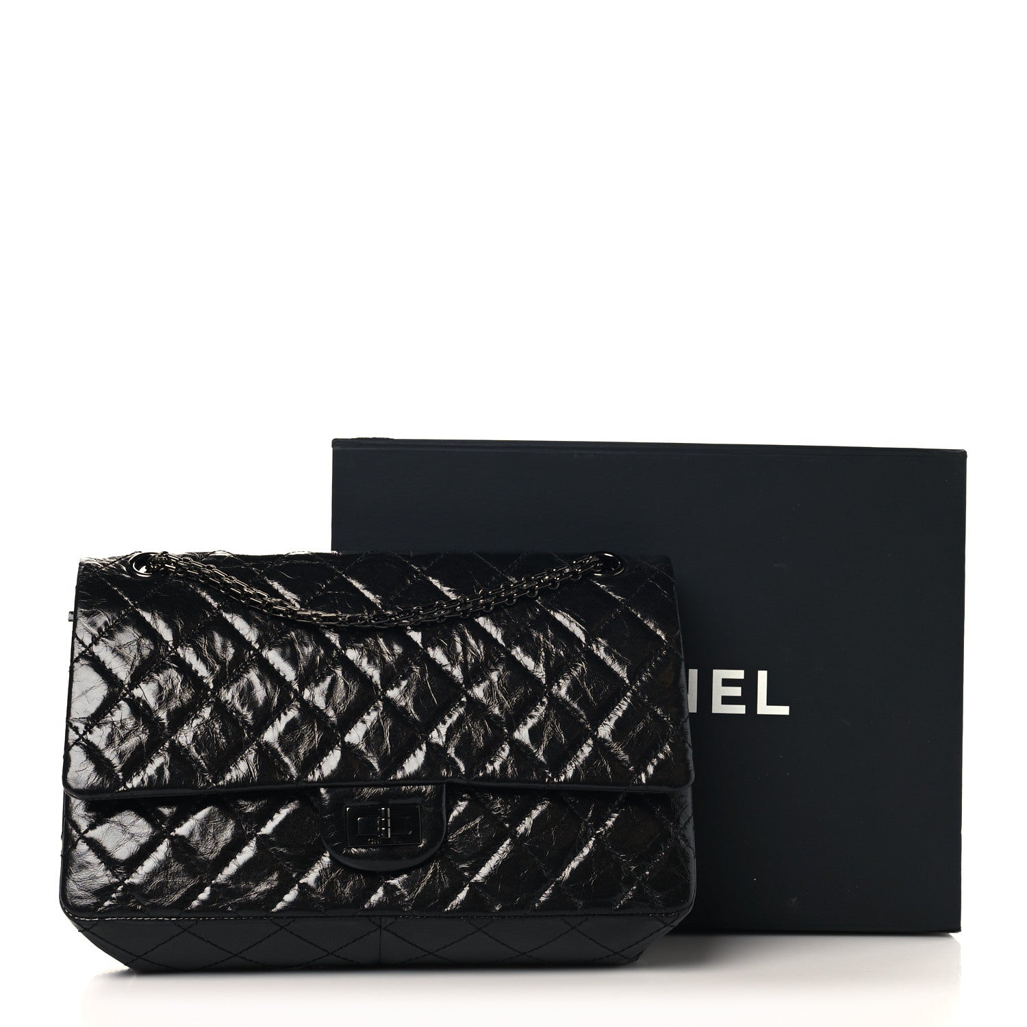 Glazed Calfskin Quilted 2.55 Reissue 226 Flap So Black