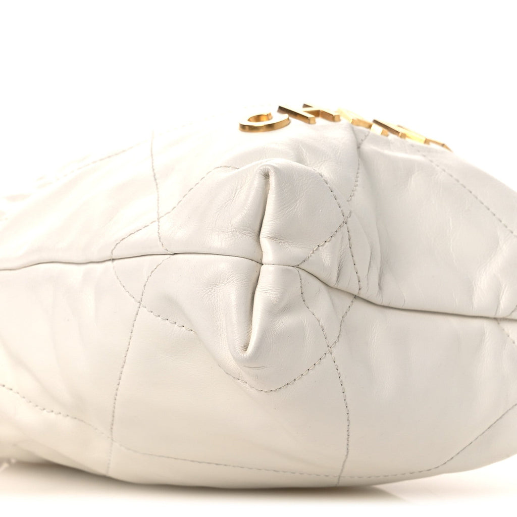 Shiny Calfskin Quilted Mini Chanel 22 White