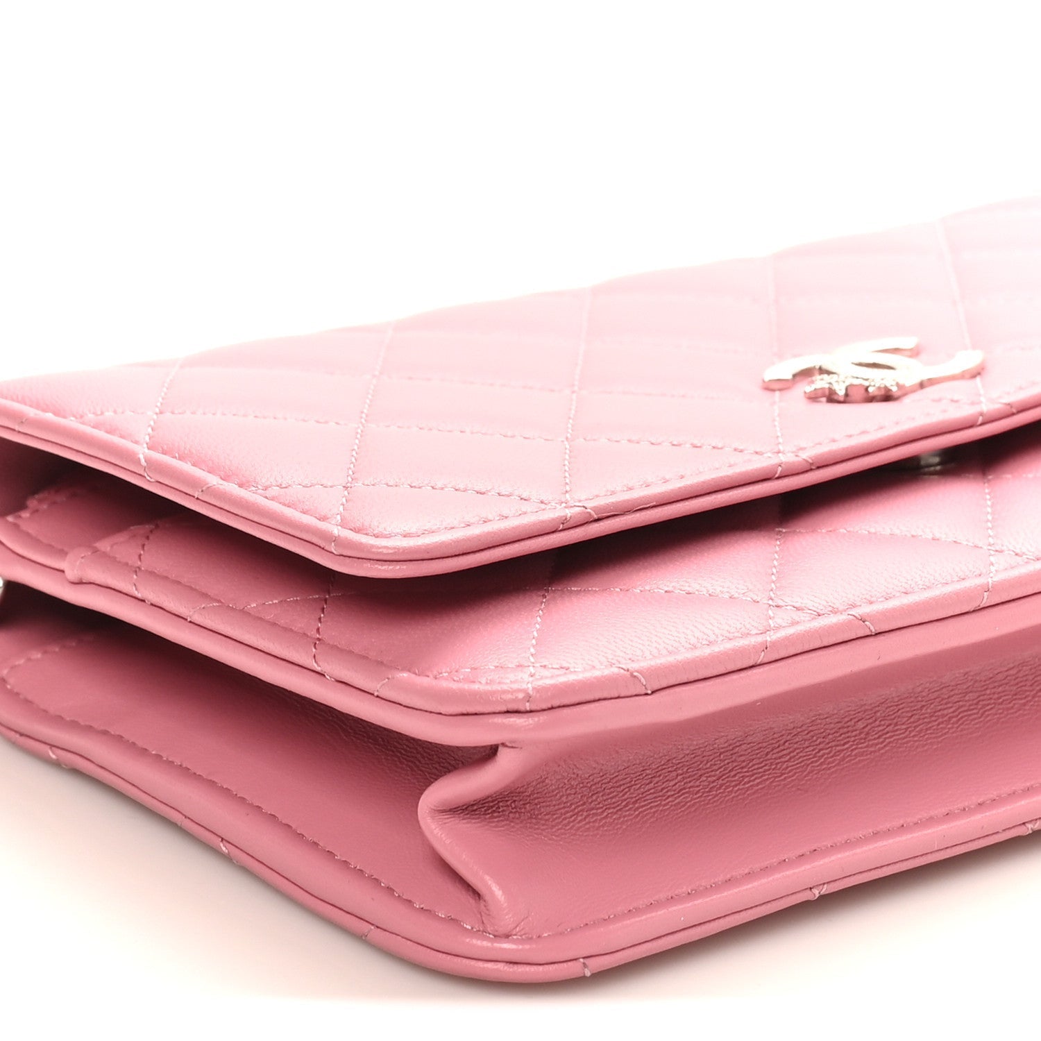 Lambskin Quilted Crystal Star Wallet On Chain WOC Pink