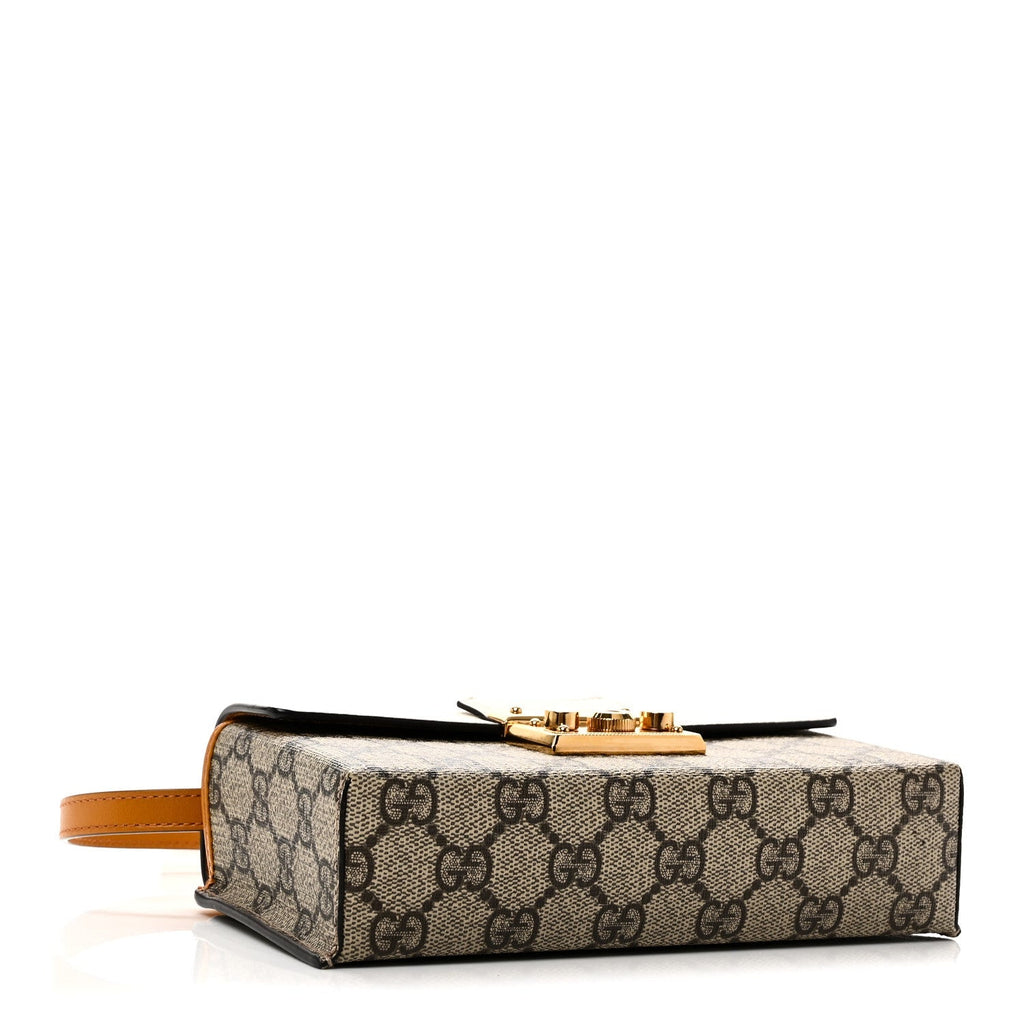GG Supreme Monogram New Sakai Calfskin Mini Padlock Top Handle Shoulder Bag Beige Ebony Mystic White Sun Oil