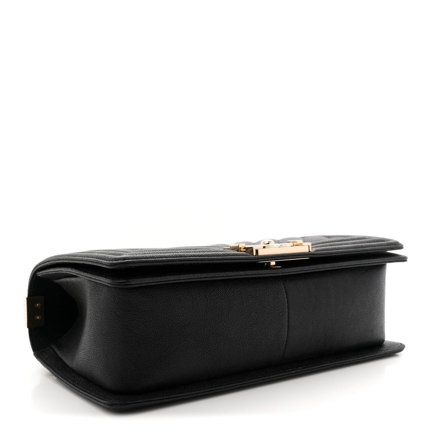 Caviar Chevron Quilted Medium Boy Flap Black