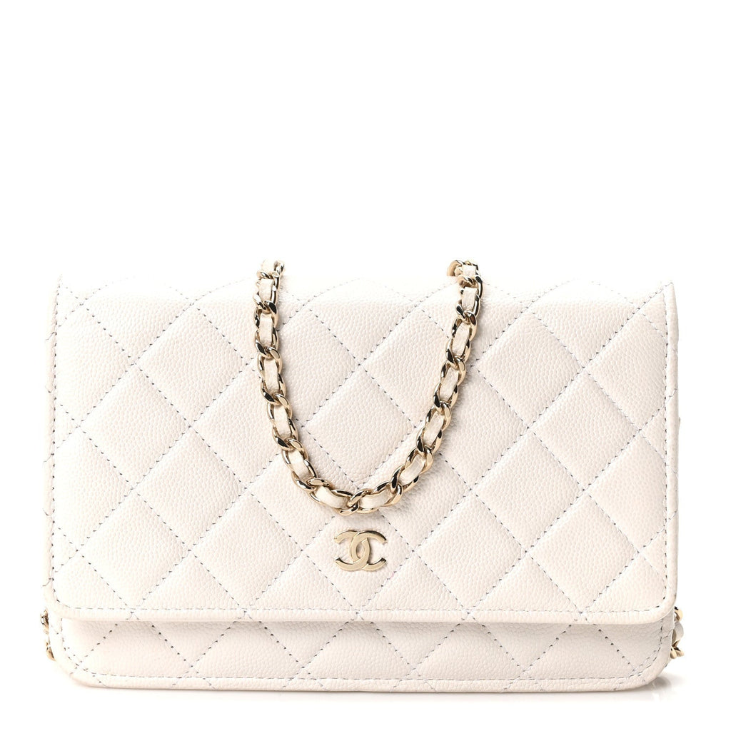 Caviar Quilted Wallet On Chain WOC White