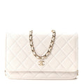 Caviar Quilted Wallet On Chain WOC White