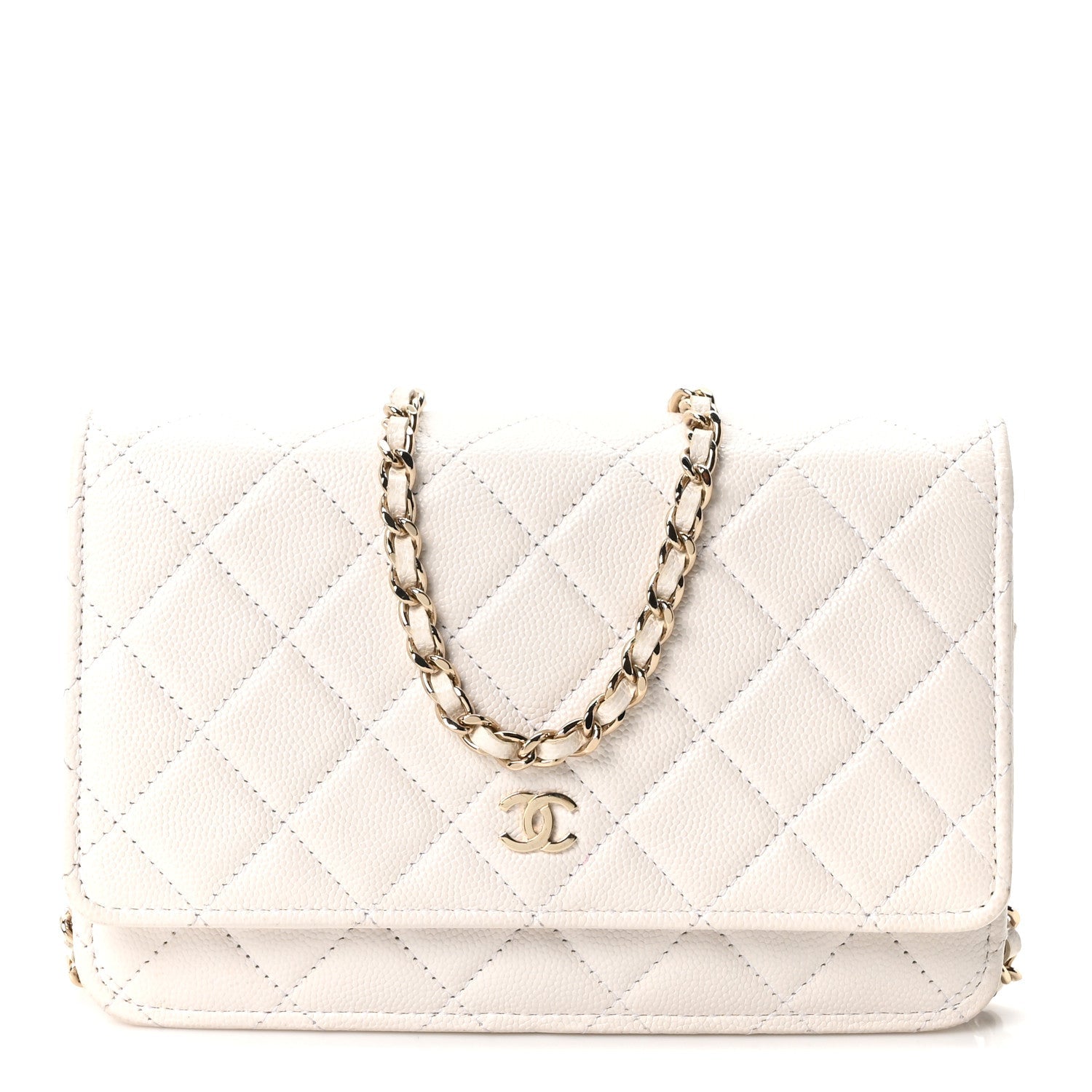 Caviar Quilted Wallet On Chain WOC White