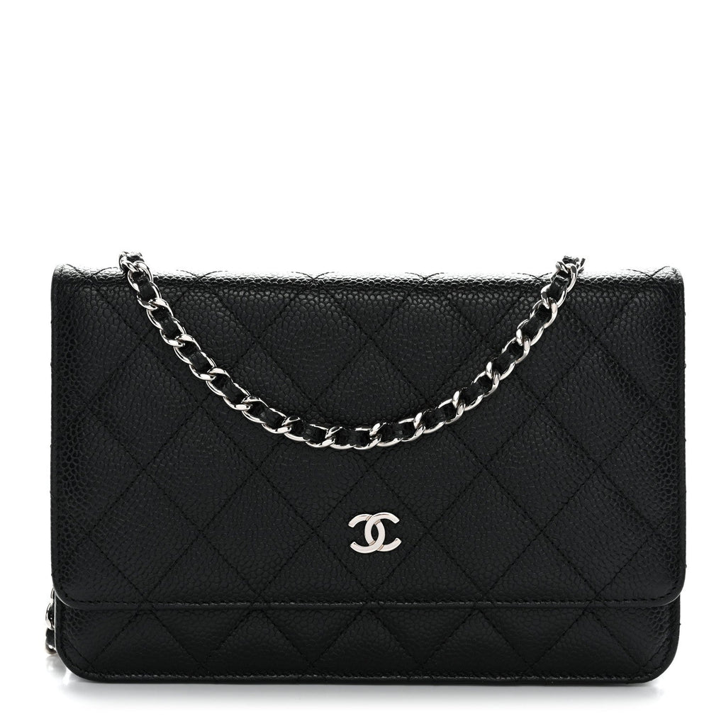 Caviar Quilted Wallet on Chain WOC Black