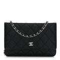 Caviar Quilted Wallet on Chain WOC Black