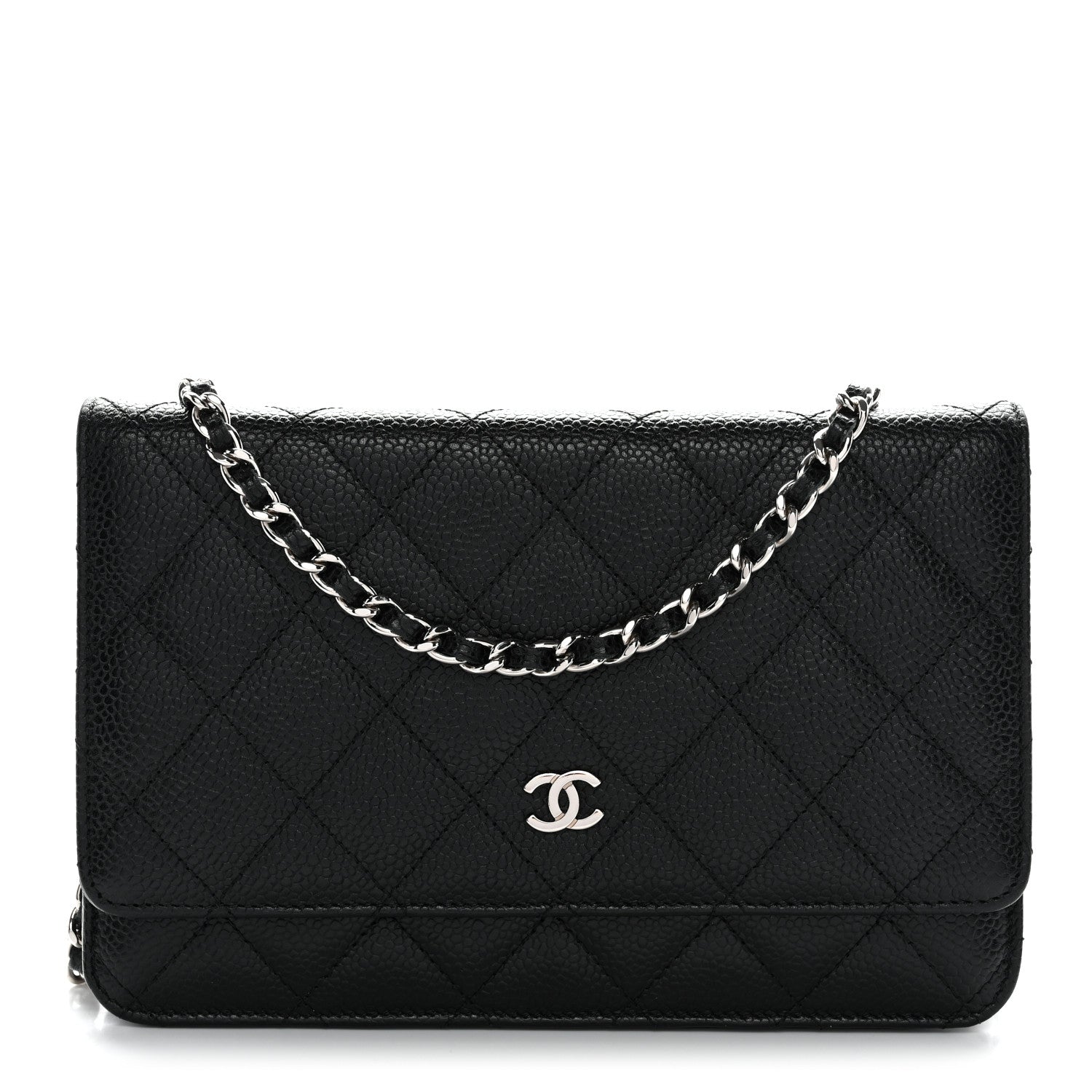 Caviar Quilted Wallet on Chain WOC Black