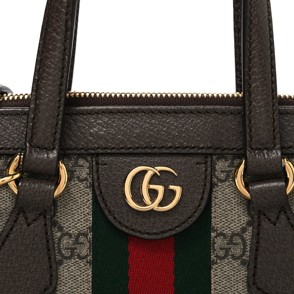 GG Supreme Monogram Small Ophidia Tote Bag Brown
