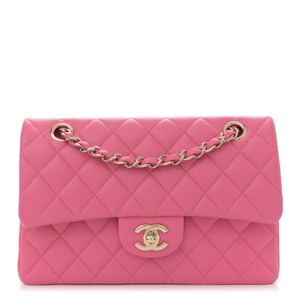 Caviar Quilted Small Double Flap Pink