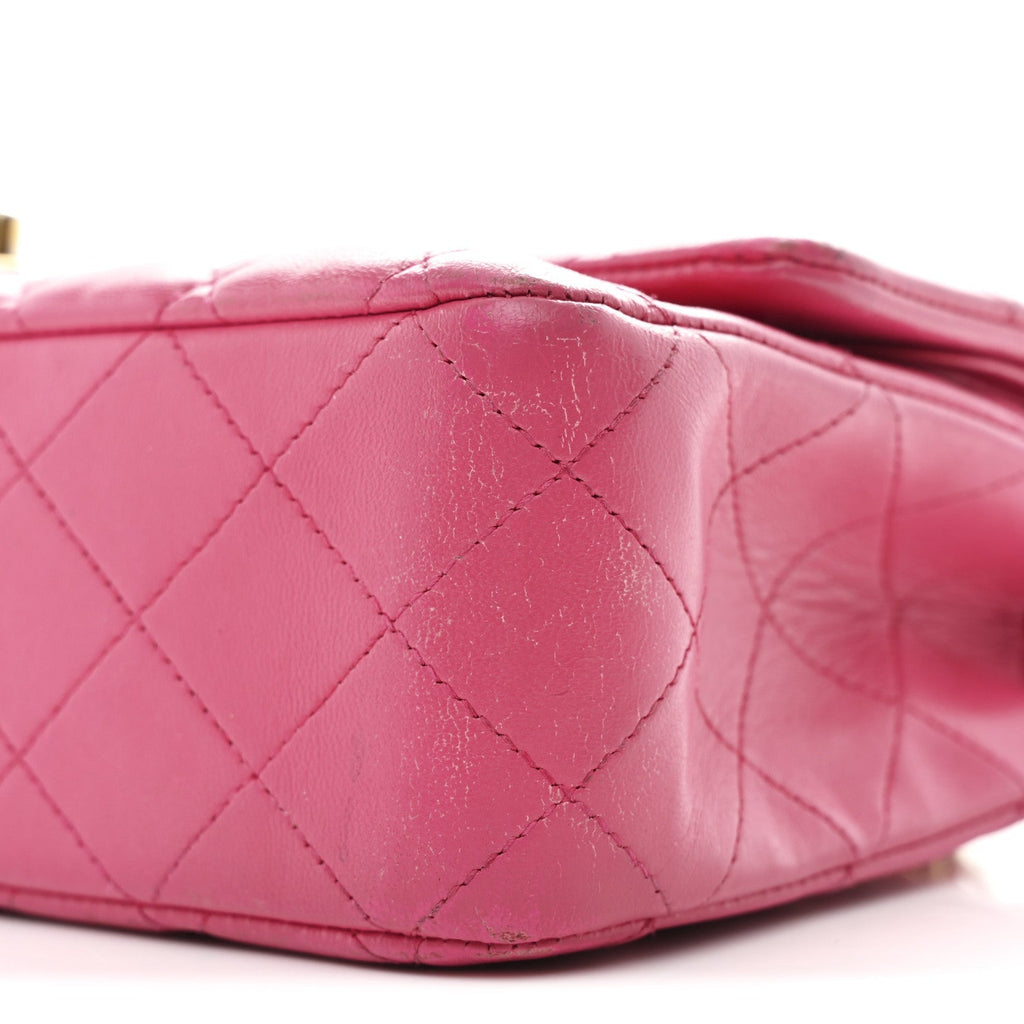 Lambskin Quilted Medium Double Flap Fuchsia