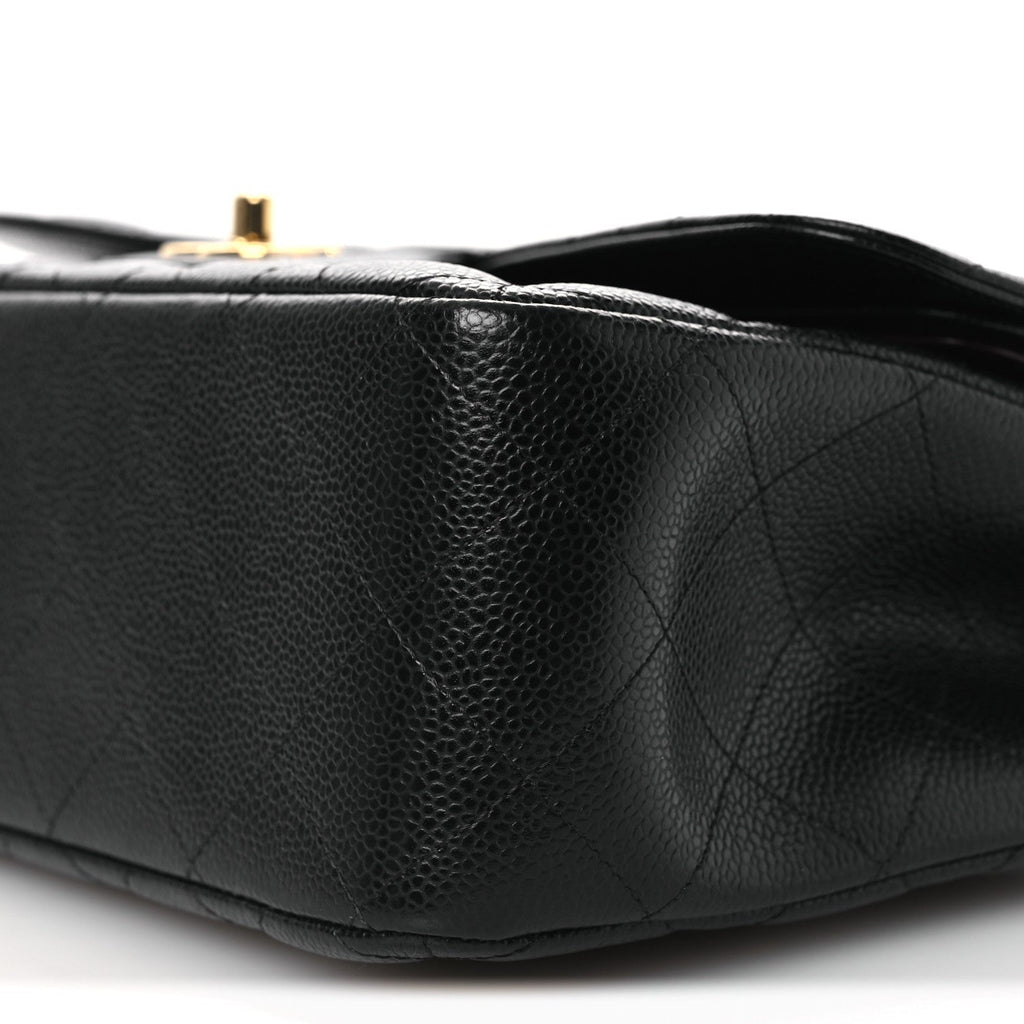 Caviar Quilted Jumbo Double Flap Black