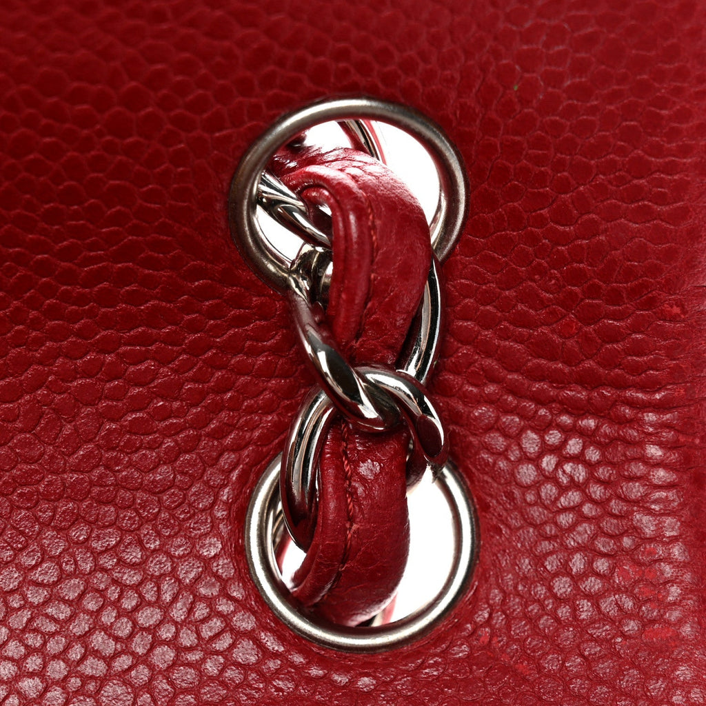 Caviar Quilted Jumbo Double Flap Dark Red