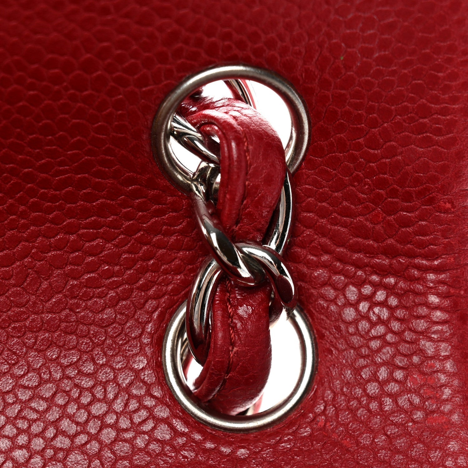 Caviar Quilted Jumbo Double Flap Dark Red