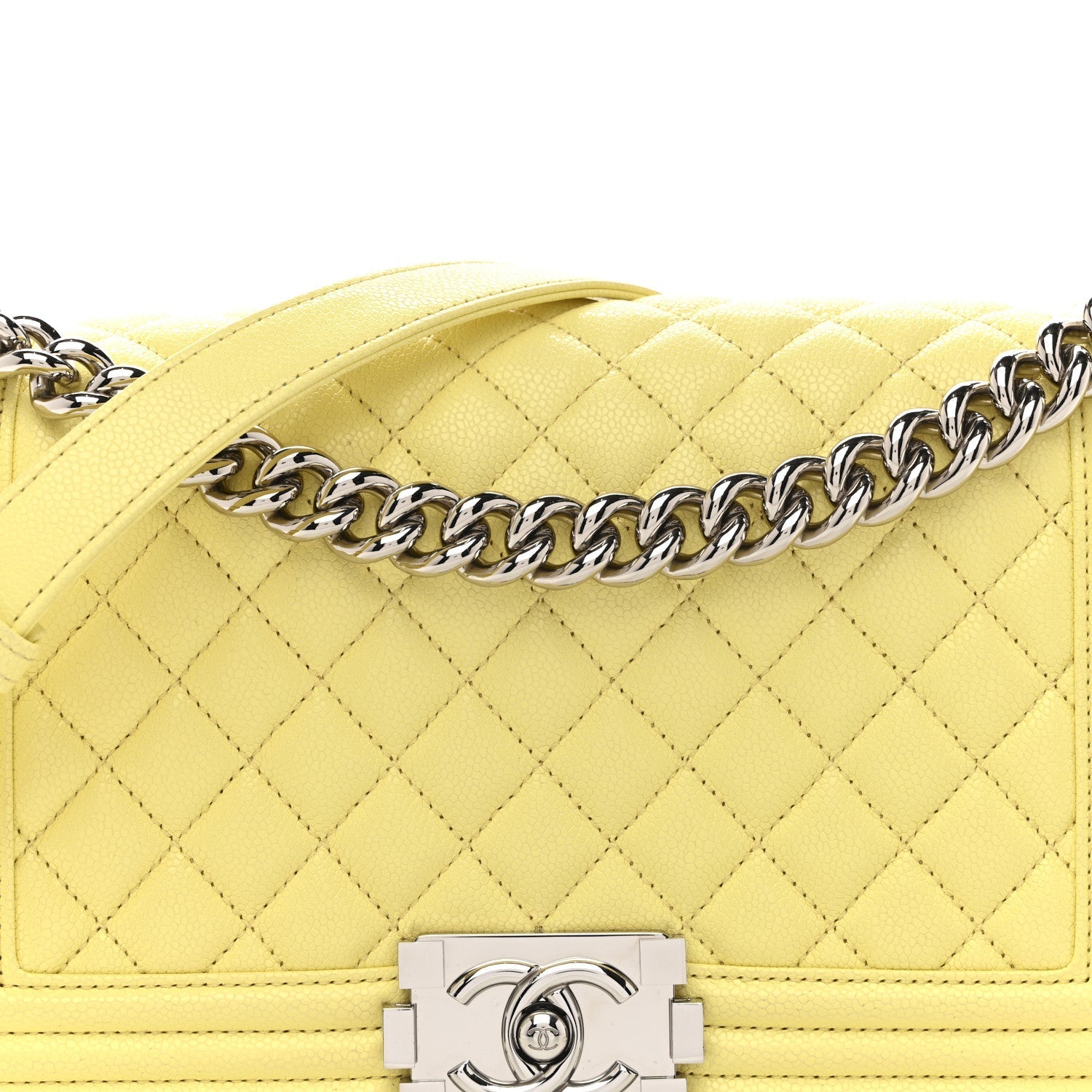 Caviar Quilted Medium Boy Flap Yellow