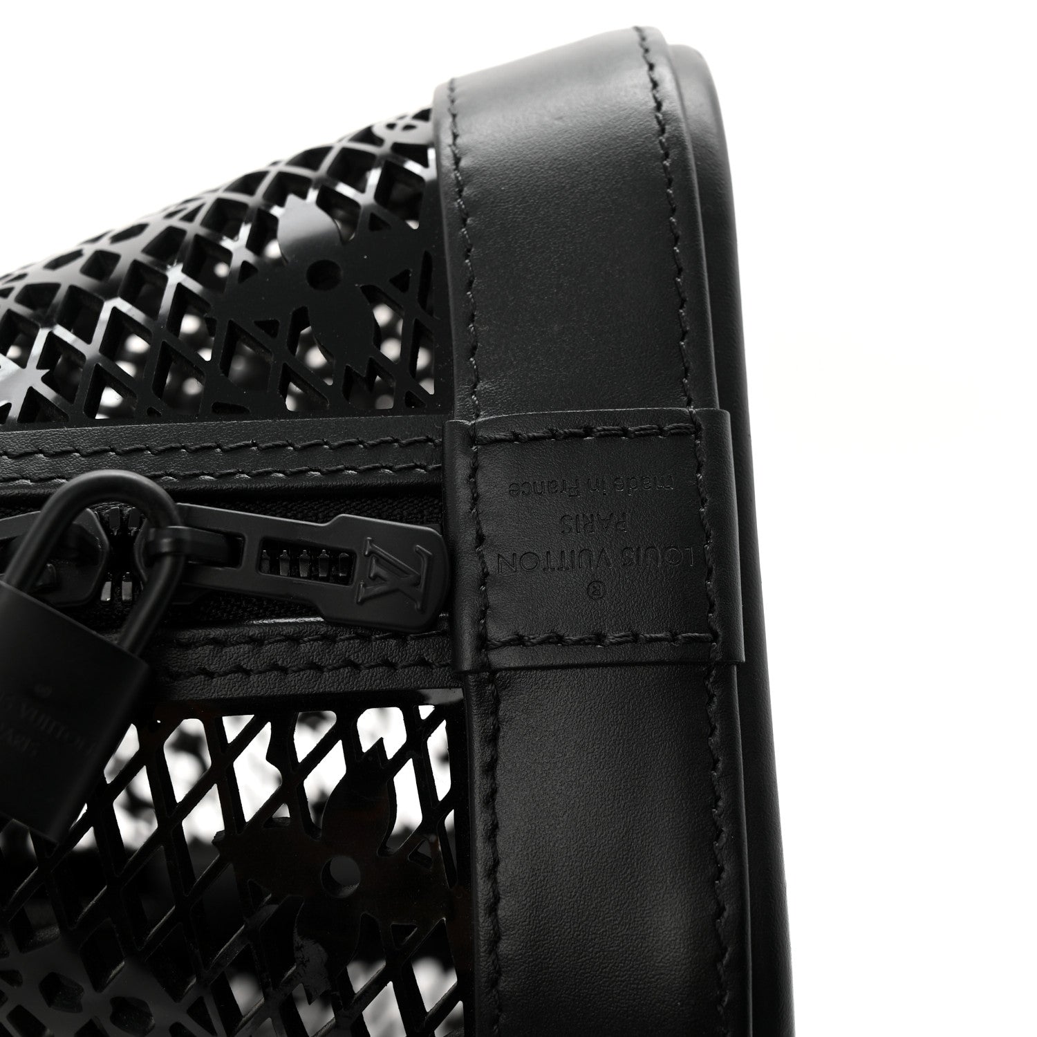 Patent Calfskin Laced Monogram Alma PM Black