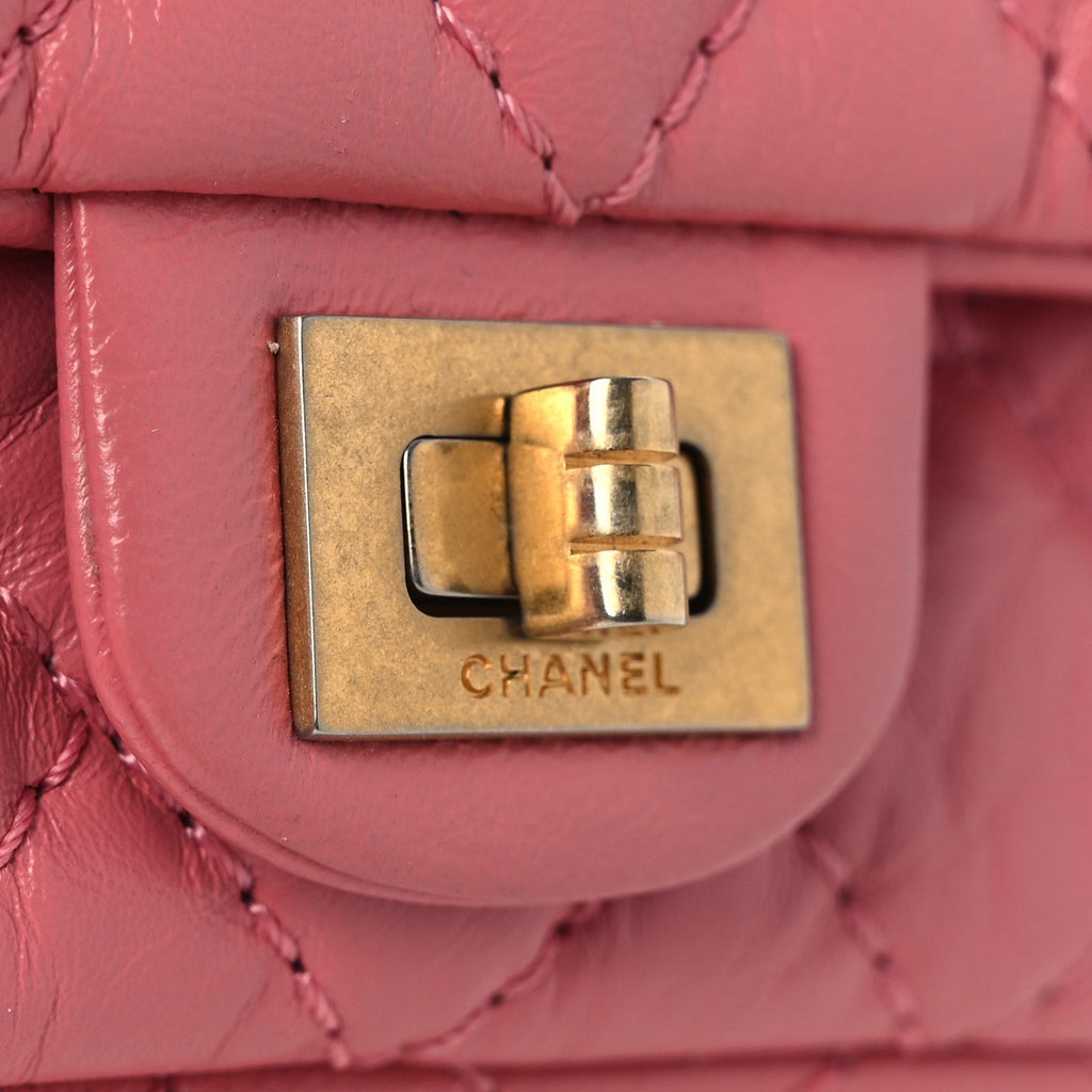 Aged Calfskin Quilted 2.55 Reissue Flap Belt Bag Pink
