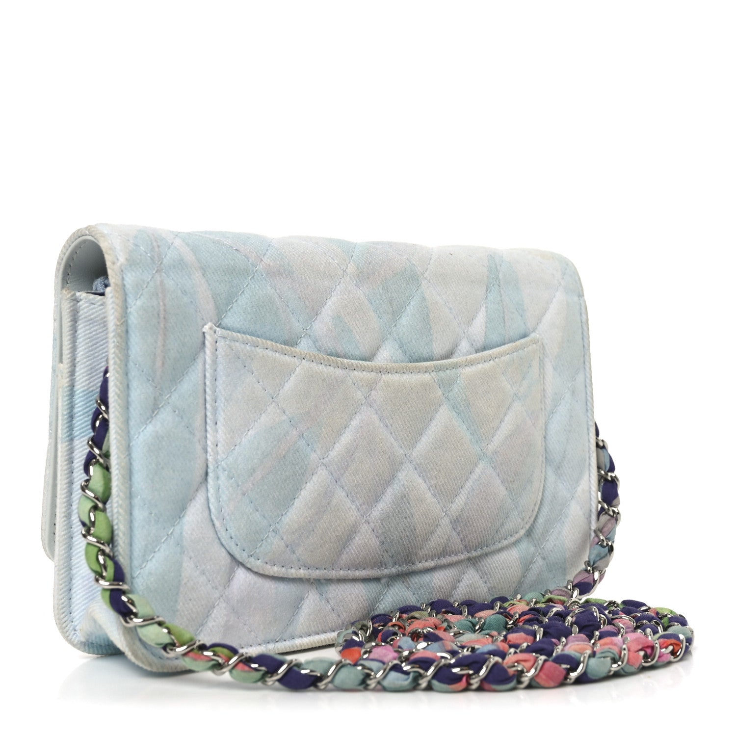 Canvas Quilted Jungle Jeans Wallet on Chain WOC Multicolor