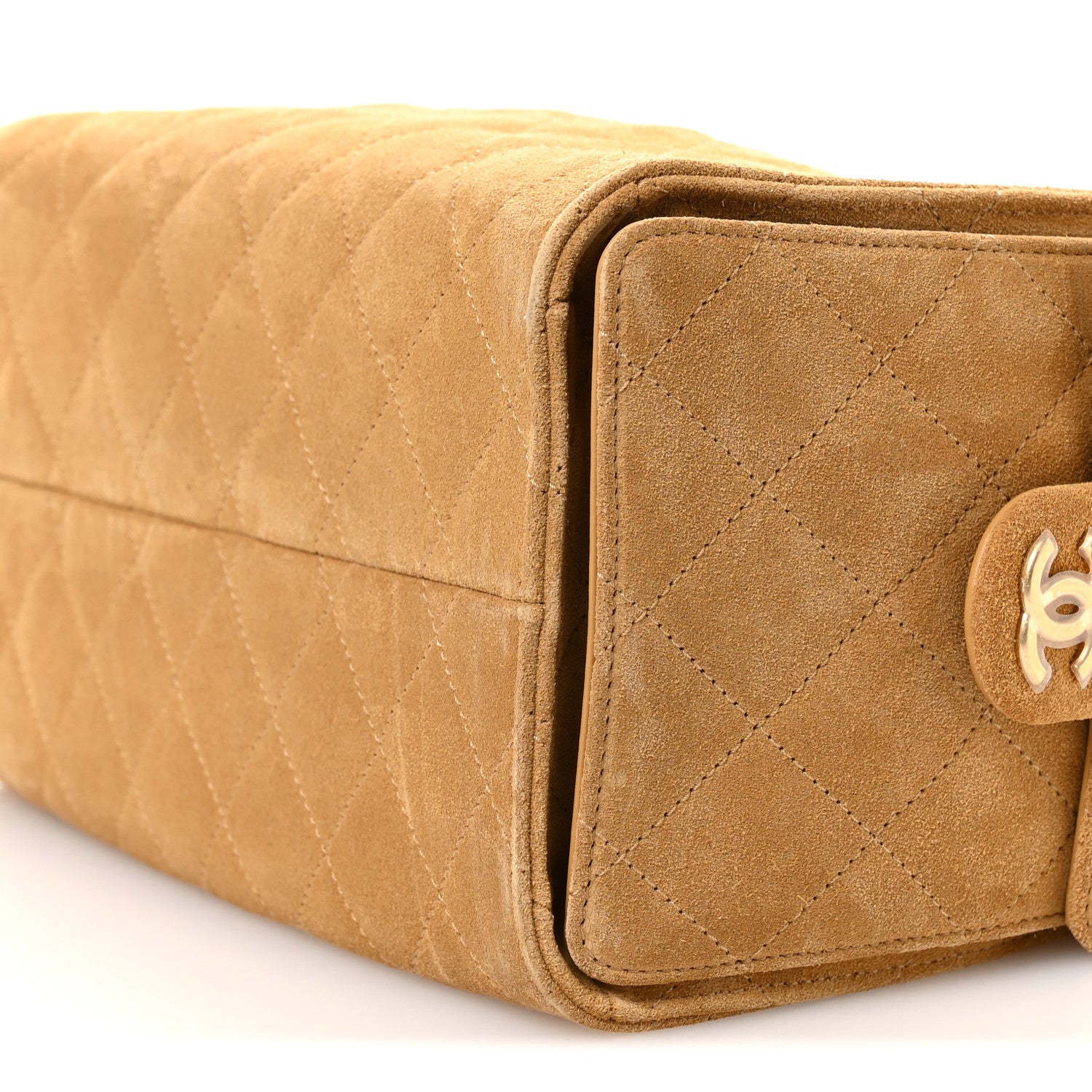 Suede Quilted Small Chanel 25 Handbag Beige