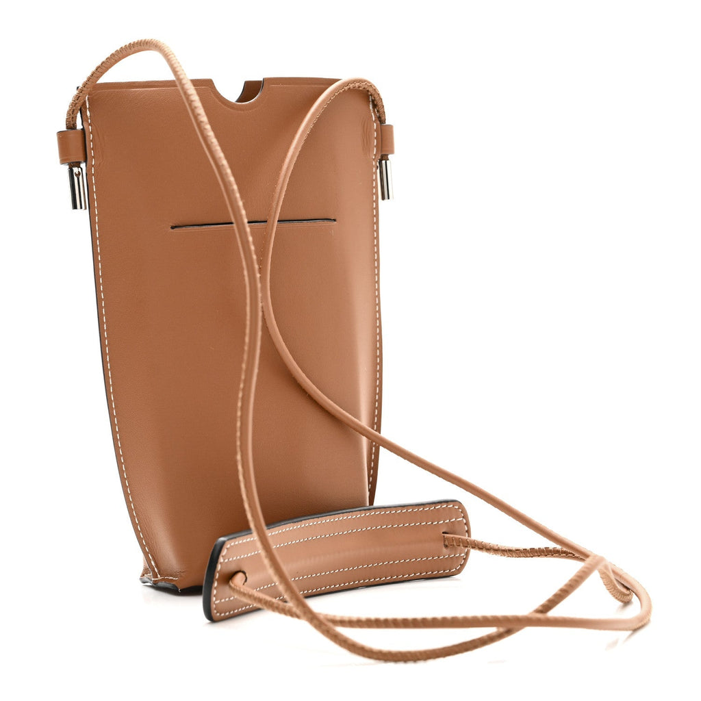 Smooth Calfskin Anagram Phone Pouch Tan