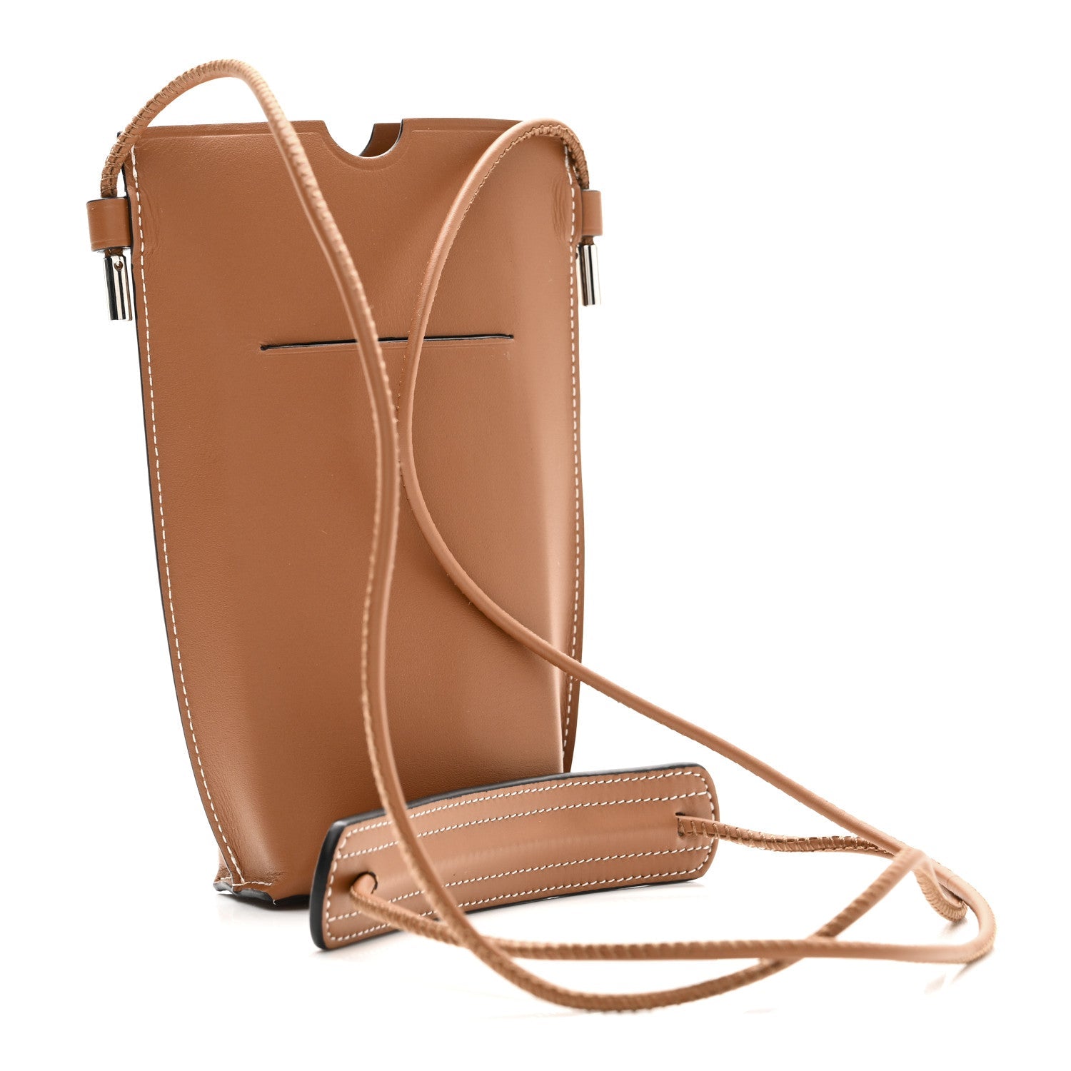 Smooth Calfskin Anagram Phone Pouch Tan