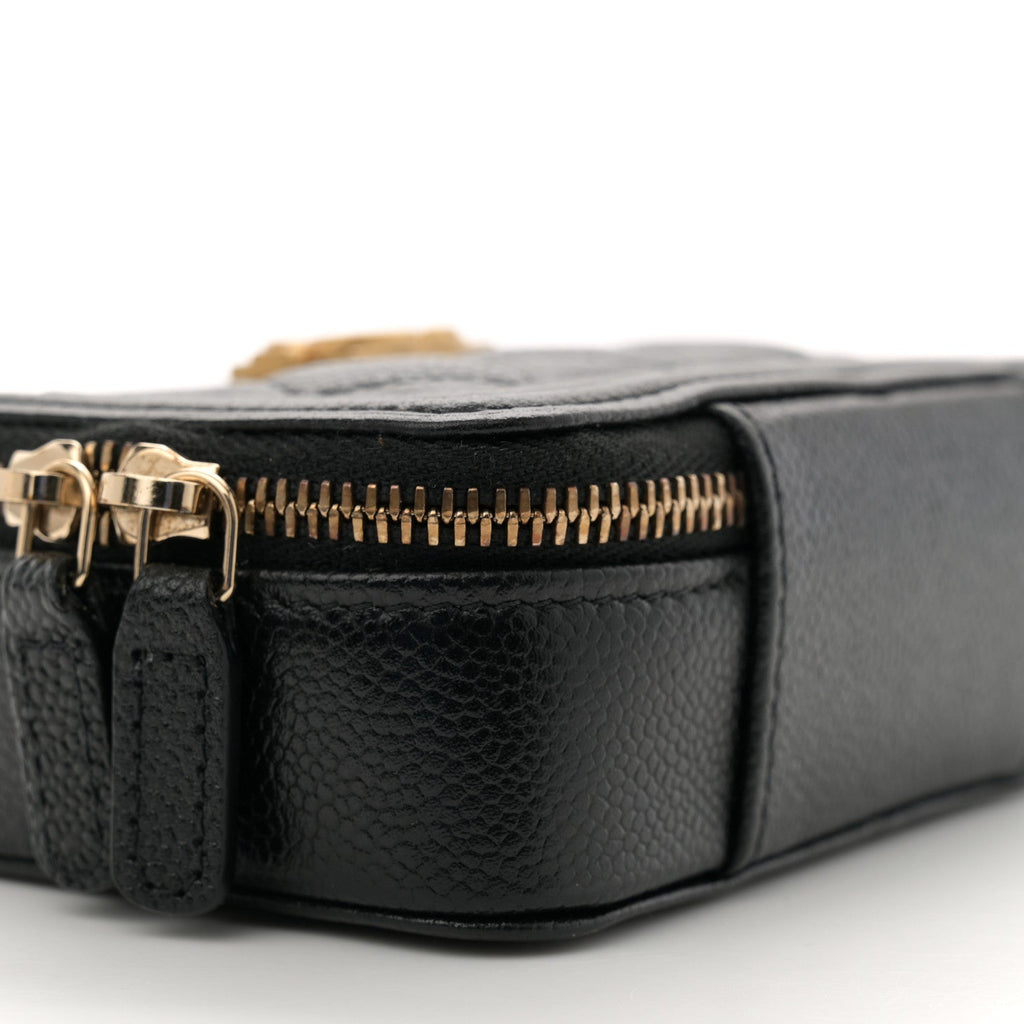 Caviar Quilted Mini Boy Clutch With Chain Black