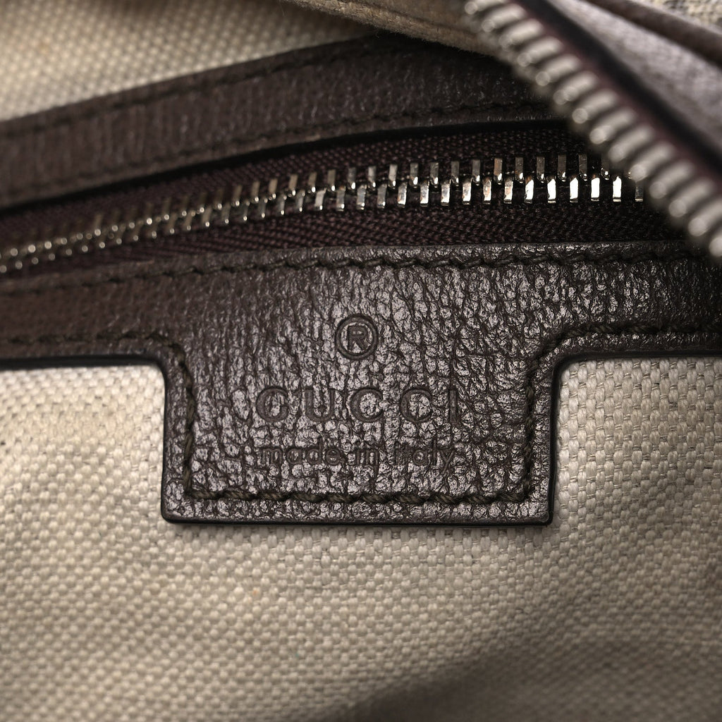 GG Supreme Monogram Textured Calfskin Web Large Attache Shoulder Bag Beige Ebony New Acero