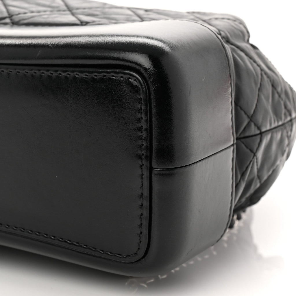 Aged Calfskin Quilted Small Gabrielle Backpack Black
