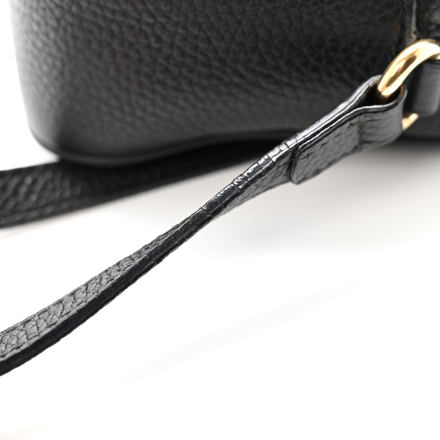 Pebbled Calfskin Small Soho Disco Bag Black
