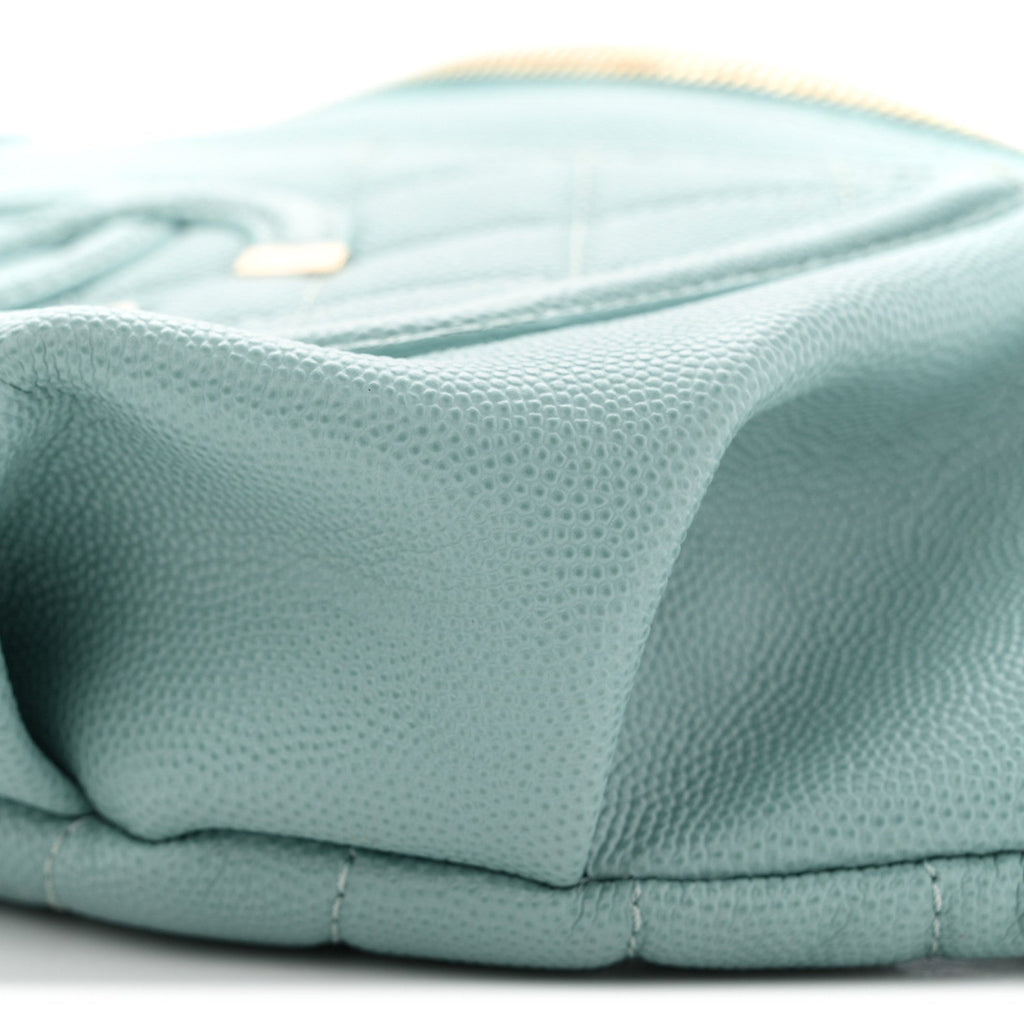 Caviar Quilted Filigree Waist Bag Light Blue