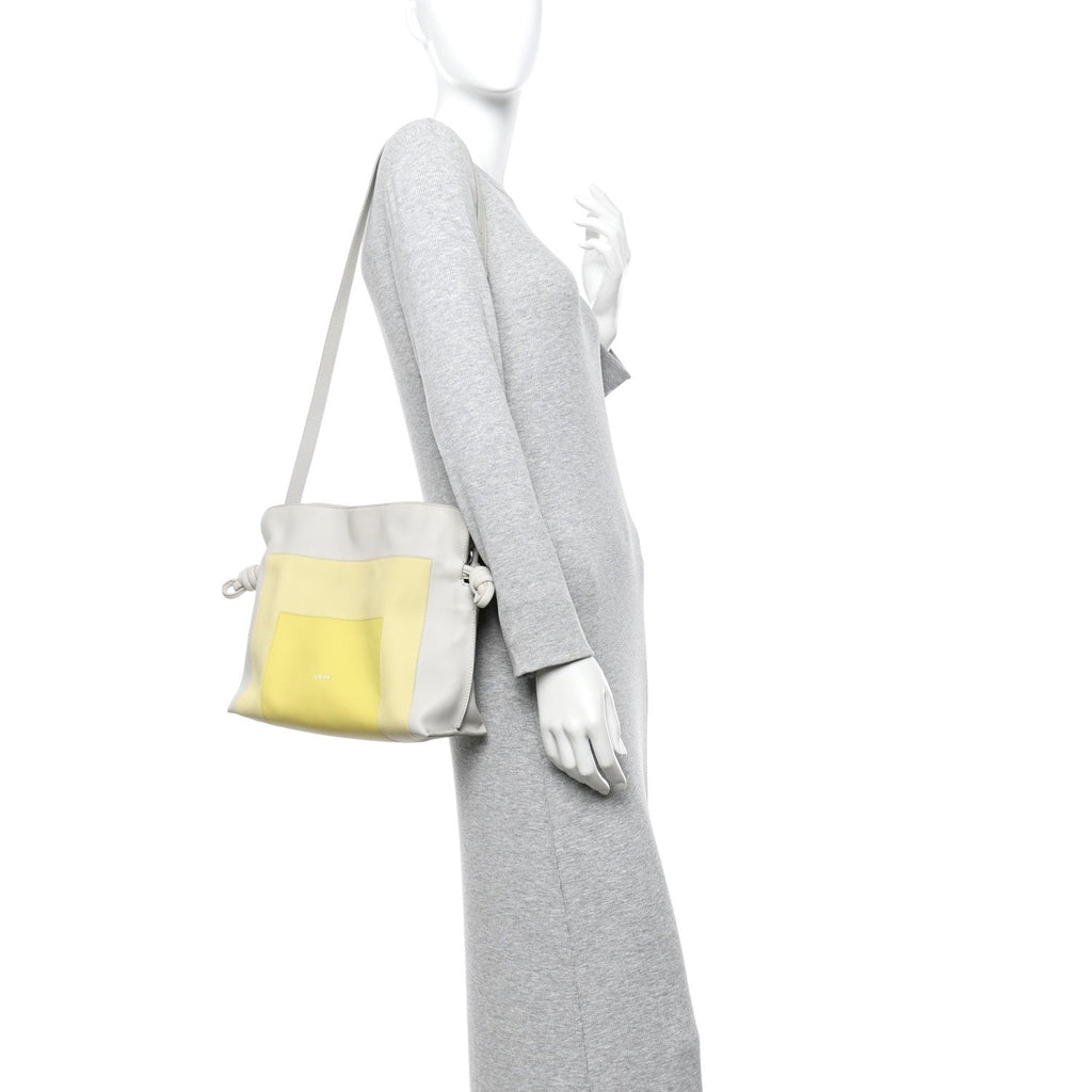 Nappa Medium Flamenco Knot Clutch Pale Grey Light Citrine