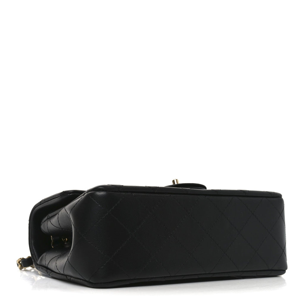 Lambskin Quilted Mini Rectangular Flap Black